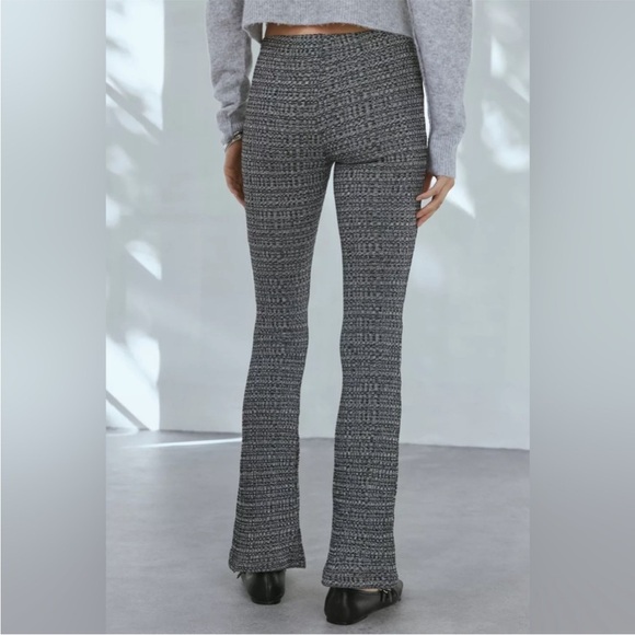 Urban Outfitters | Pria Knit Pull On Flare Pant Black White Tweed New Small NWT - Picture 7 of 11